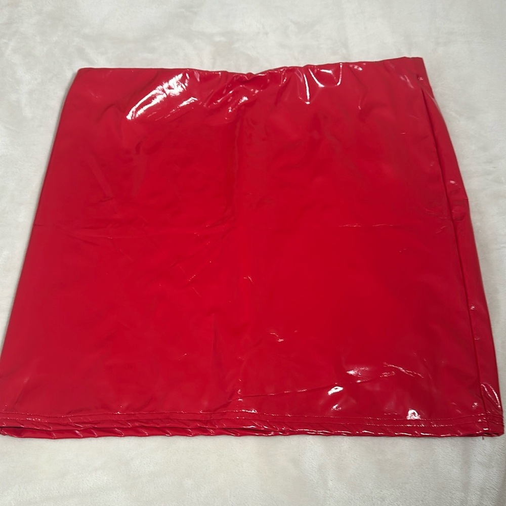 PrettyLittleThing Red Latex Skirt